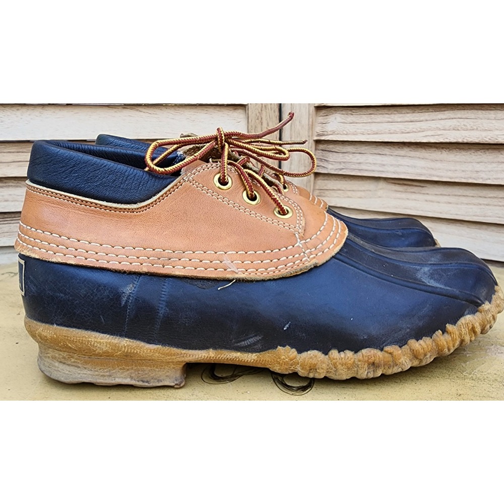 L.L. Bean US 7 Brown Leather Rubber Maine Hunting Shoe Duck Boots Preppy Fall